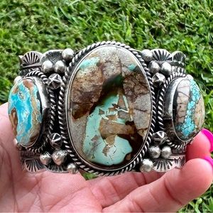 Native American Sterling Silver Royston Turquoise Cuff Bracelet